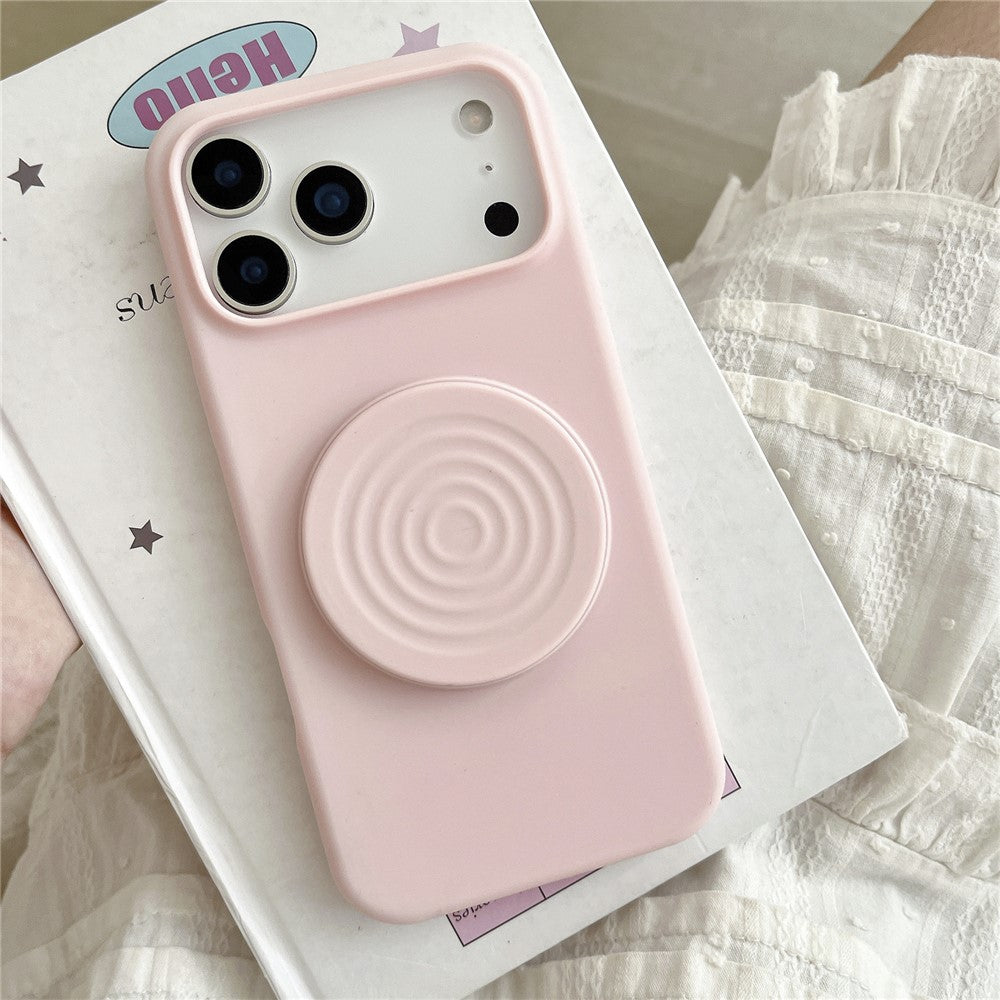 For iPhone 17 Pro Max Silicone Case Wave Pattern Folding Kickstand Phone Cover Built-In Soft Fabric Lining - Pink