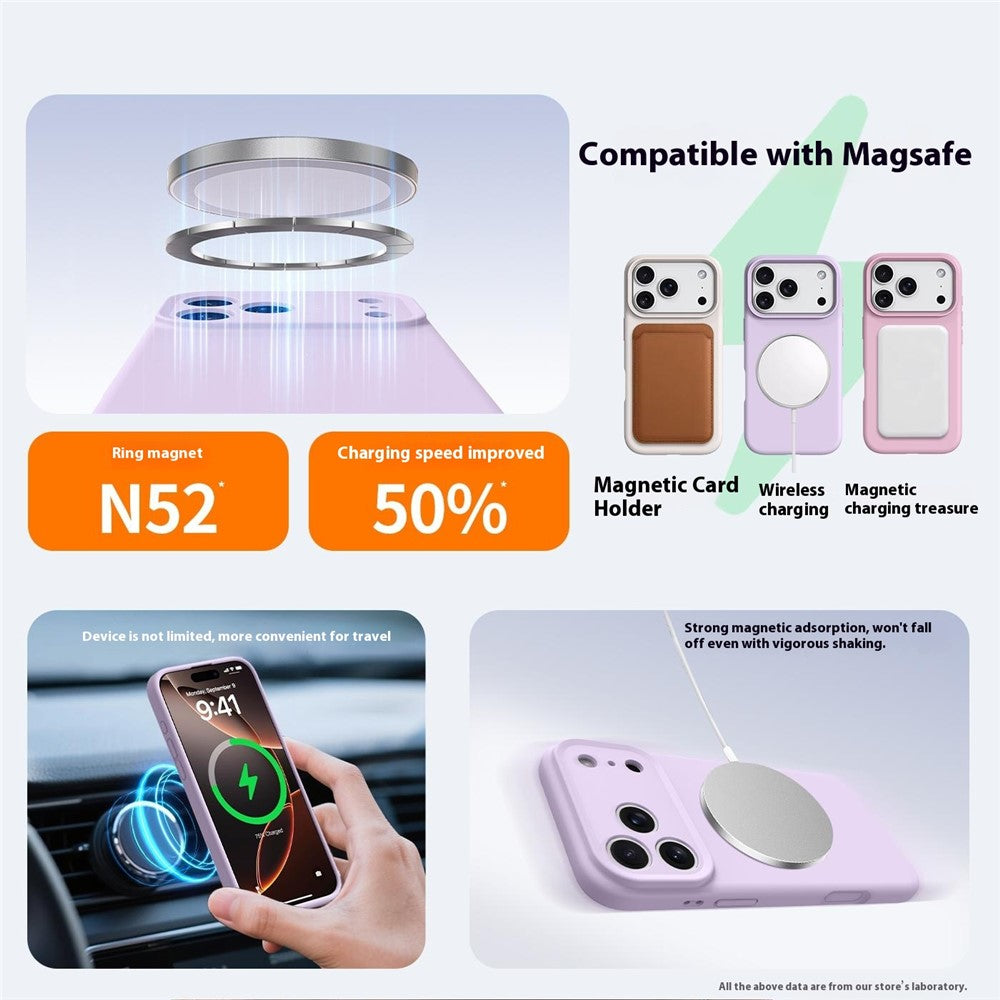 For iPhone 17 Pro Max Case Compatible with MagSafe Precise Cutouts Liquid Silicone Protective Back Cover - Light Purple