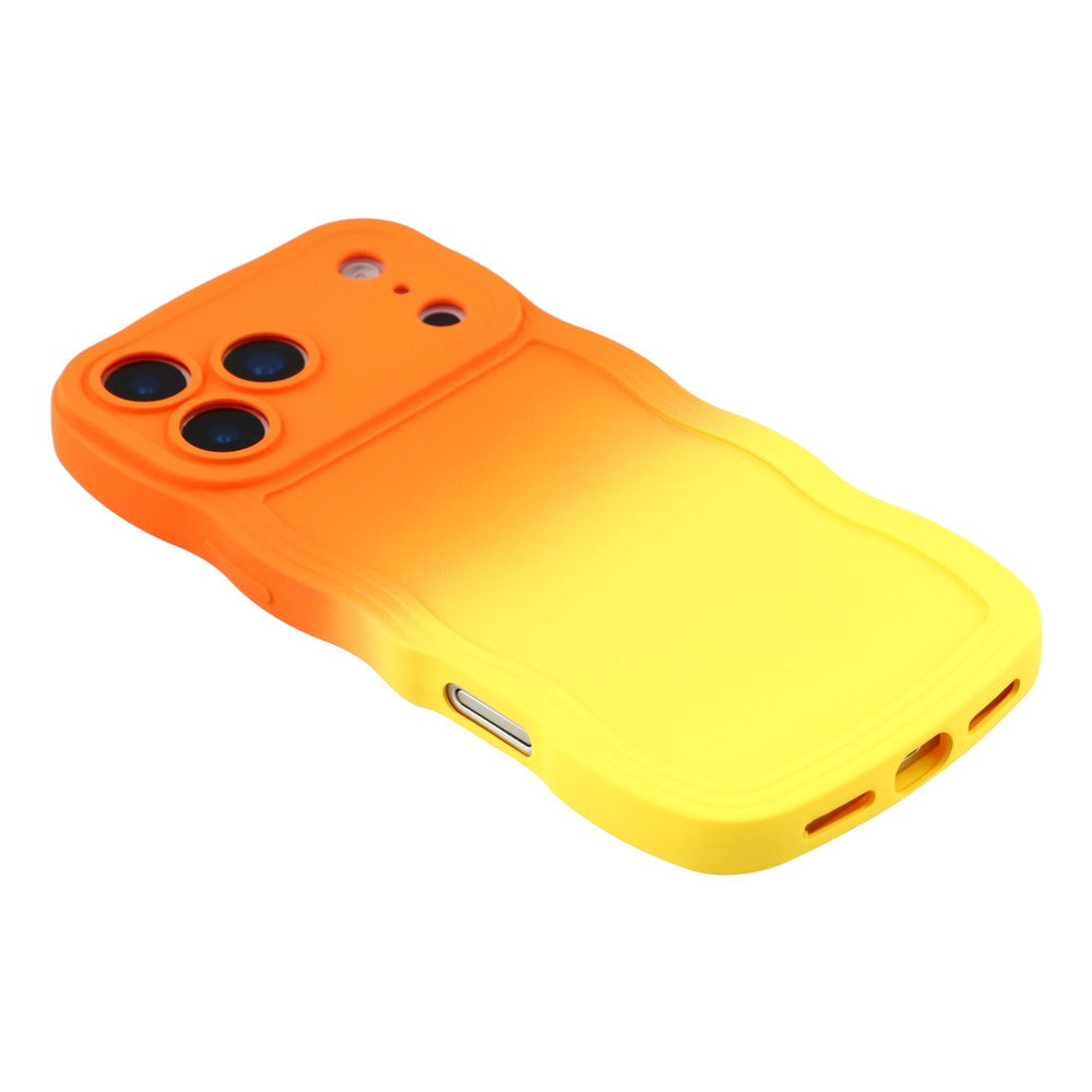 For iPhone 17 Pro Max Case Gradient Color Rubberized TPU Phone Cover - Orange + Yellow