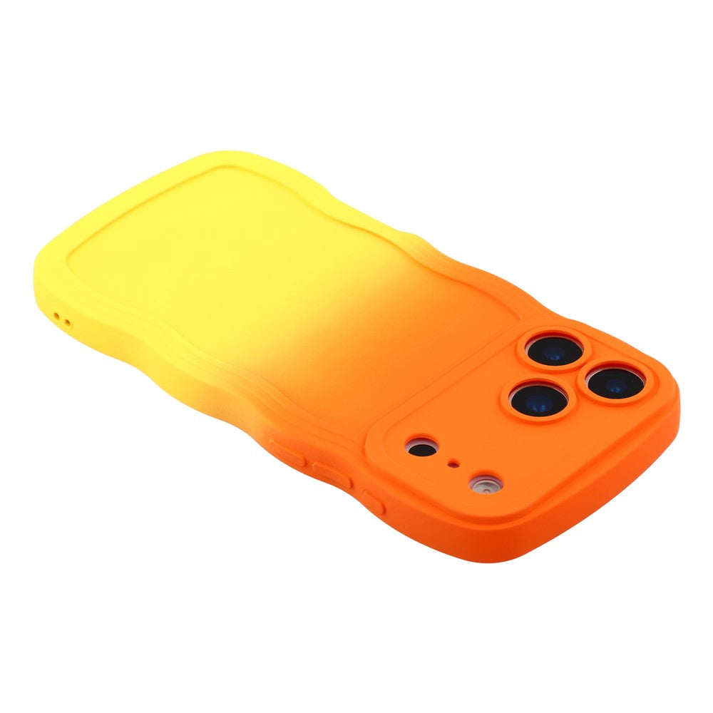 For iPhone 17 Pro Max Case Gradient Color Rubberized TPU Phone Cover - Orange + Yellow