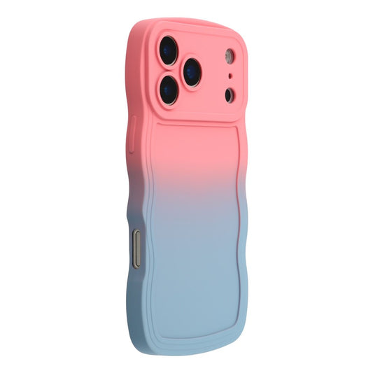 For iPhone 17 Pro Max Case Gradient Color Rubberized TPU Phone Cover - Pink + Sky Blue