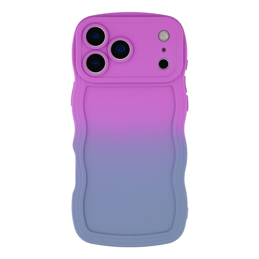 For iPhone 17 Pro Max Case Gradient Color Rubberized TPU Phone Cover - Purple + Lavender Grey