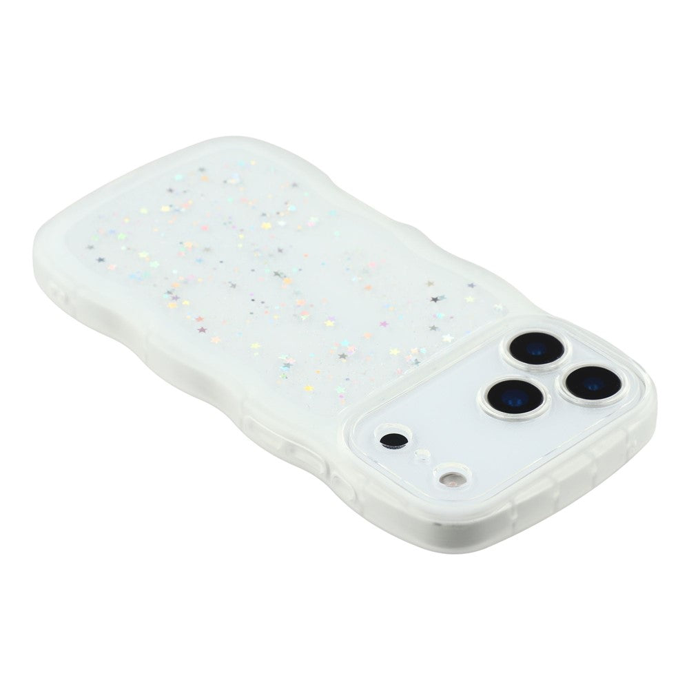 For iPhone 17 Pro Max Case Wavy Edge Epoxy TPU Shockproof Phone Cover - Transparent White
