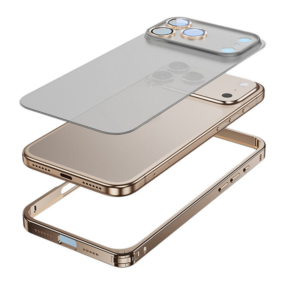 For iPhone 17 Pro Max Metal Clear Case Safety Lock Matte Anti-Fingerprint Back Cover - Grey