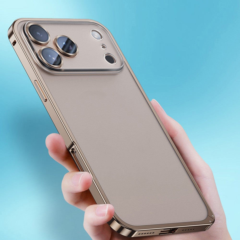 For iPhone 17 Pro Max Metal Clear Case Safety Lock Matte Anti-Fingerprint Back Cover - Grey