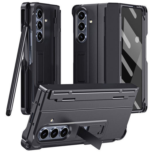 For Samsung Galaxy Z Fold7 5G Case Kickstand Hard PC Phone Cover with Stylus / Screen Protector - Black
