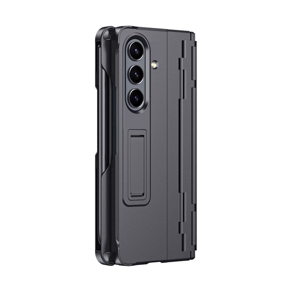 For Samsung Galaxy Z Fold7 5G Case Kickstand Hard PC Phone Cover with Stylus / Screen Protector - Black