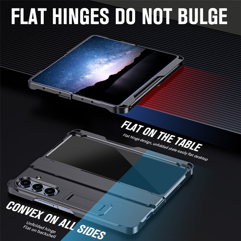 For Samsung Galaxy Z Fold7 5G Case Kickstand Hard PC Phone Cover with Stylus / Screen Protector - Black