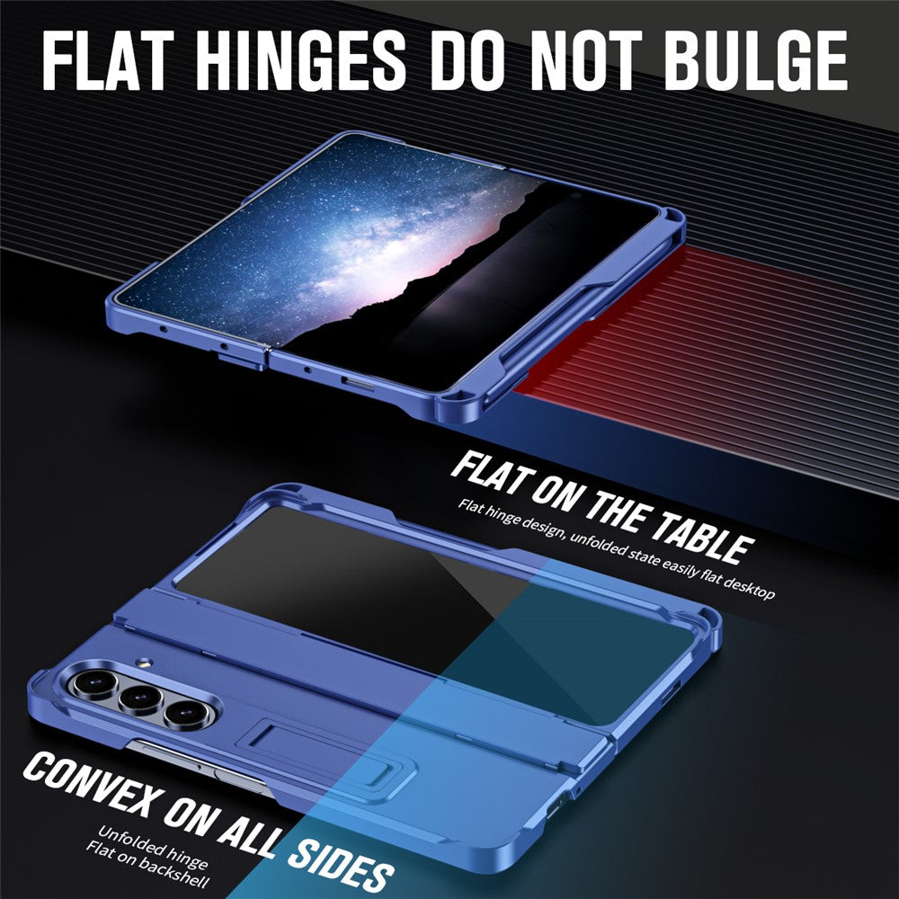 For Samsung Galaxy Z Fold7 5G Case Kickstand Hard PC Phone Cover with Stylus / Screen Protector - Sapphire