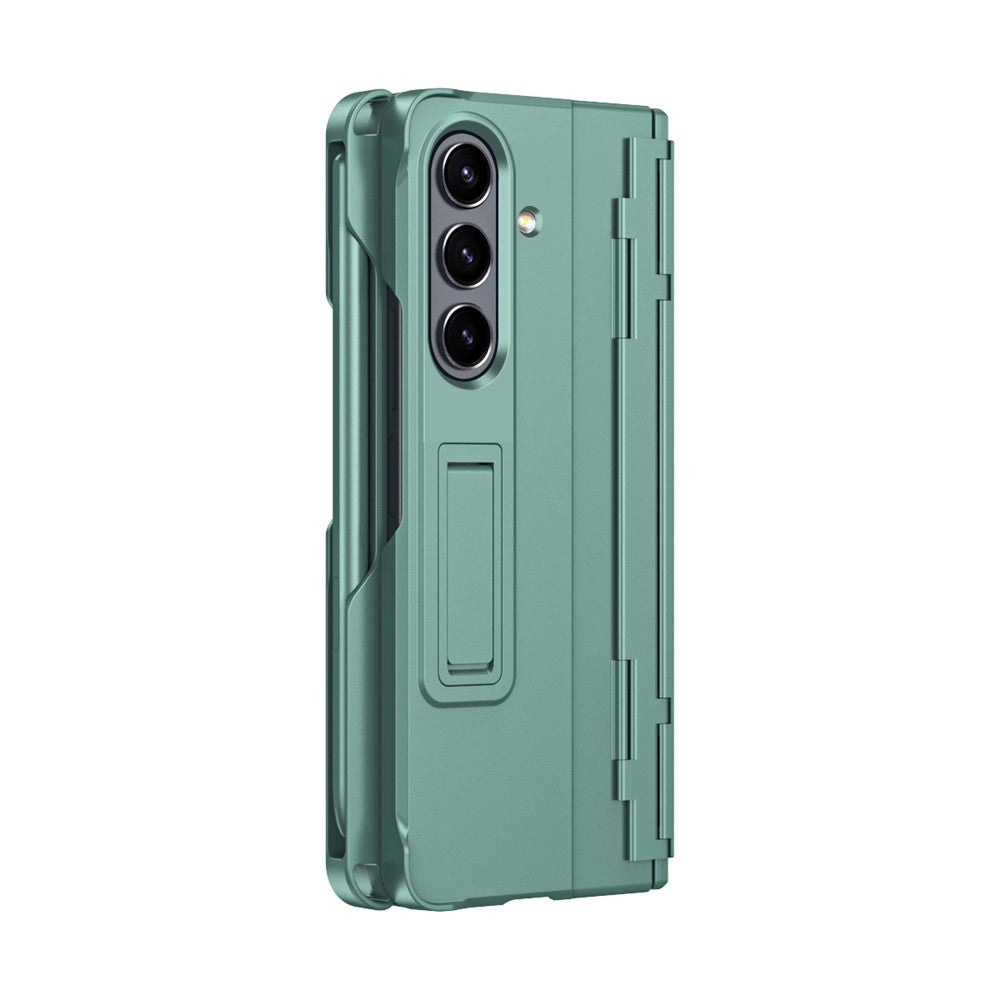For Samsung Galaxy Z Fold7 5G Case Kickstand Hard PC Phone Cover with Stylus / Screen Protector - Green