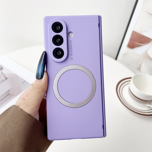 For Samsung Galaxy Z Fold7 5G Case Compatible with MagSafe Hinge Protection Hard PC Phone Cover - Purple