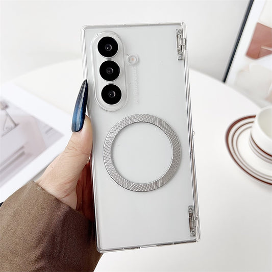 For Samsung Galaxy Z Fold7 5G Case Compatible with MagSafe Hinge Protection Hard PC Phone Cover - Transparent