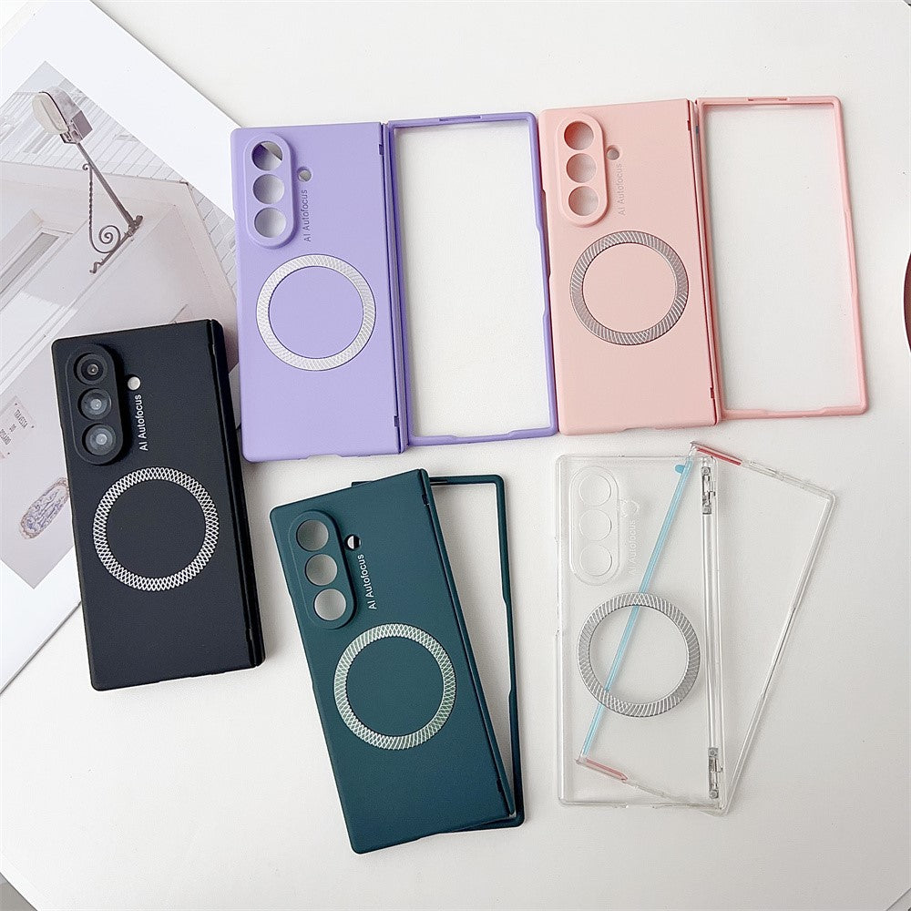 For Samsung Galaxy Z Fold7 5G Case Compatible with MagSafe Hinge Protection Hard PC Phone Cover - Transparent