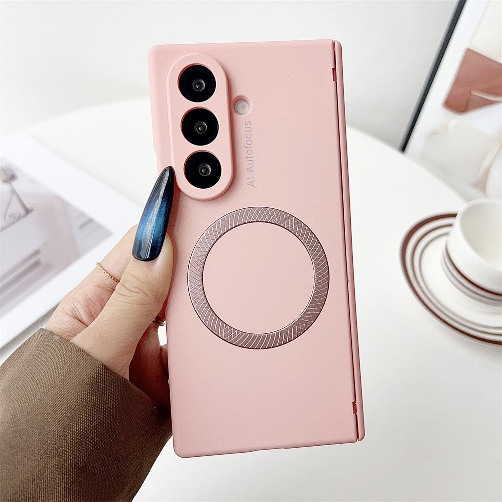 For Samsung Galaxy Z Fold7 5G Case Compatible with MagSafe Hinge Protection Hard PC Phone Cover - Pink