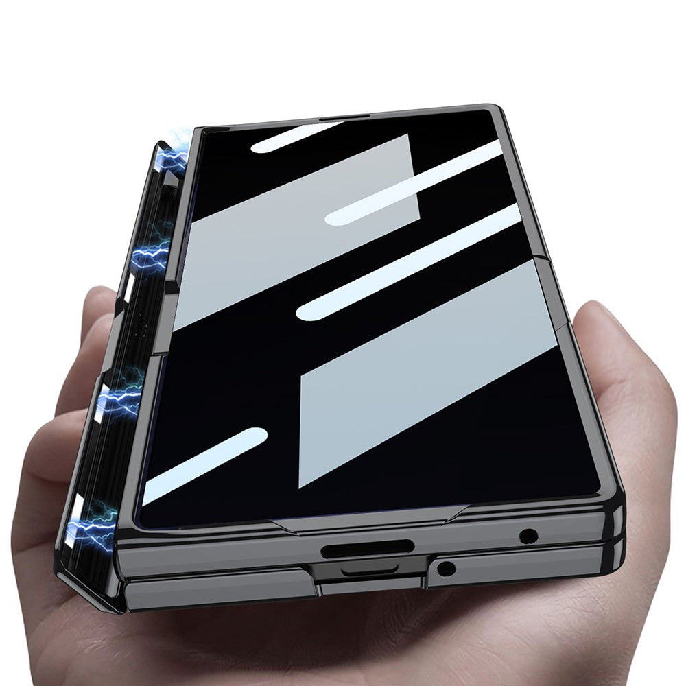 GKK For Samsung Galaxy Z Fold7 5G Case Hard PC + Privacy Tempered Glass Film Phone Cover with Kickstand - Black