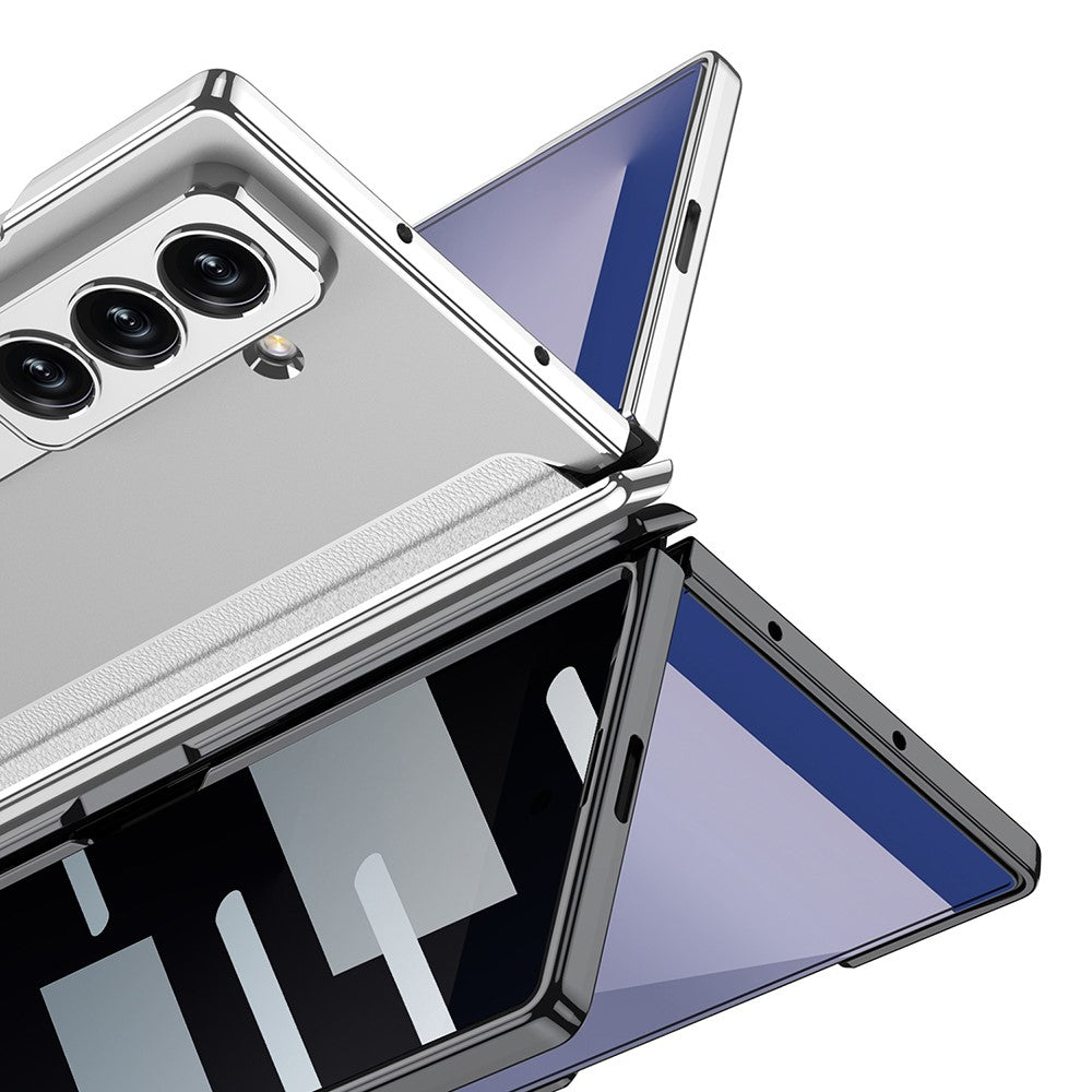 GKK For Samsung Galaxy Z Fold7 5G Case Hard PC + Privacy Tempered Glass Film Phone Cover with Kickstand - Silver