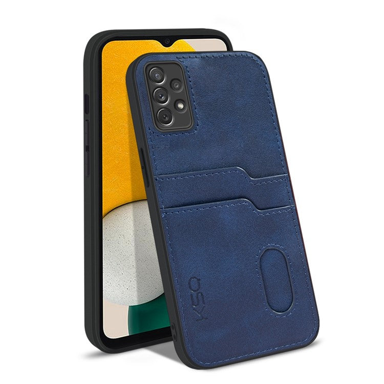 KSQ Style-A For Samsung Galaxy A73 5G PU Leather Coated TPU Protective Cover Card Slots Design Shockproof Back Case - Blue