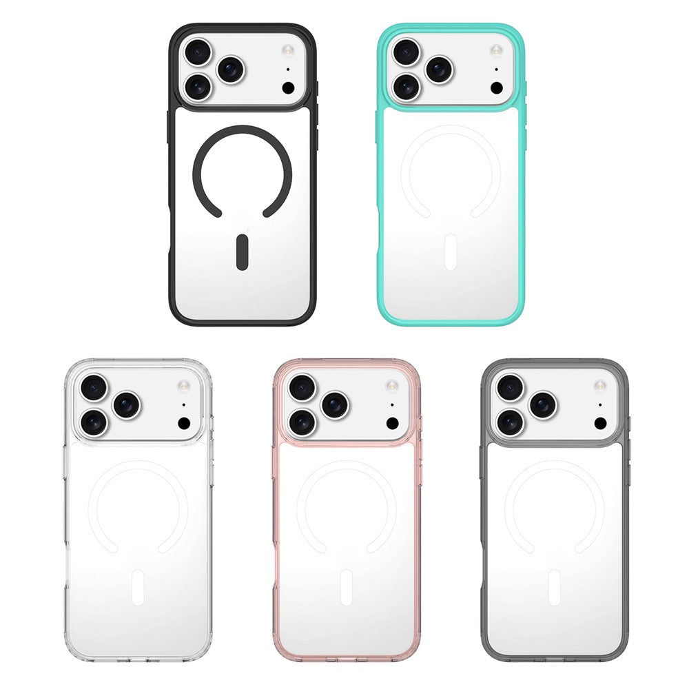 For iPhone 17 Pro Max Case Compati with MagSafe PC + TPU Clear Phone Cover with Tempered Glass Screen Protector - Black