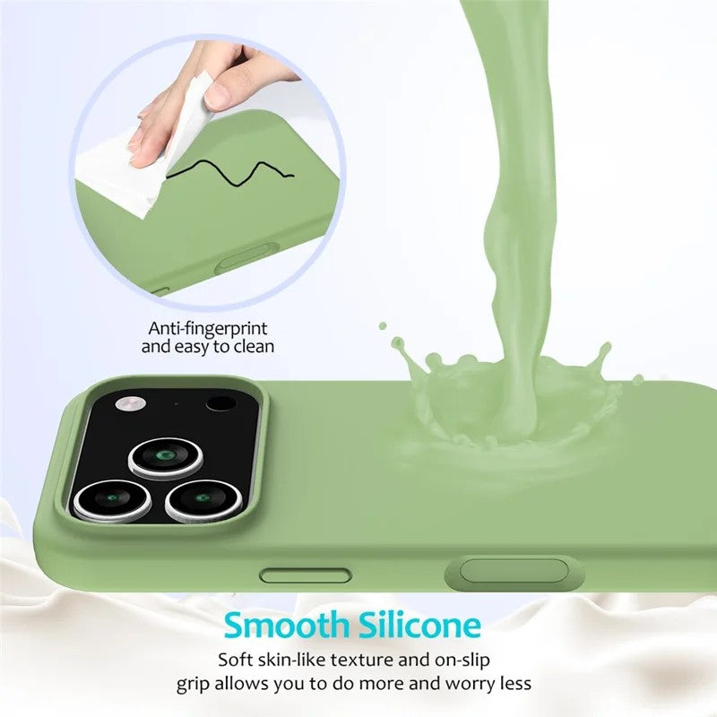 For iPhone 17 Pro Max Phone Case WANLONFENG GJ Series Liquid Silicone TPU Cover Large Cutouts with 2Pcs Screen Film - Green