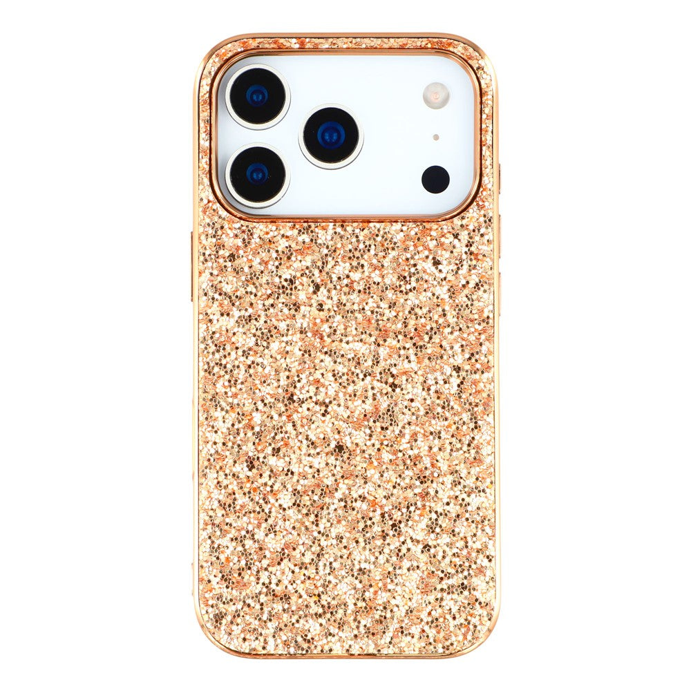 For iPhone 17 Pro Max Case TPU + PC Sparkling Glitter Phone Back Cover - Rose Gold