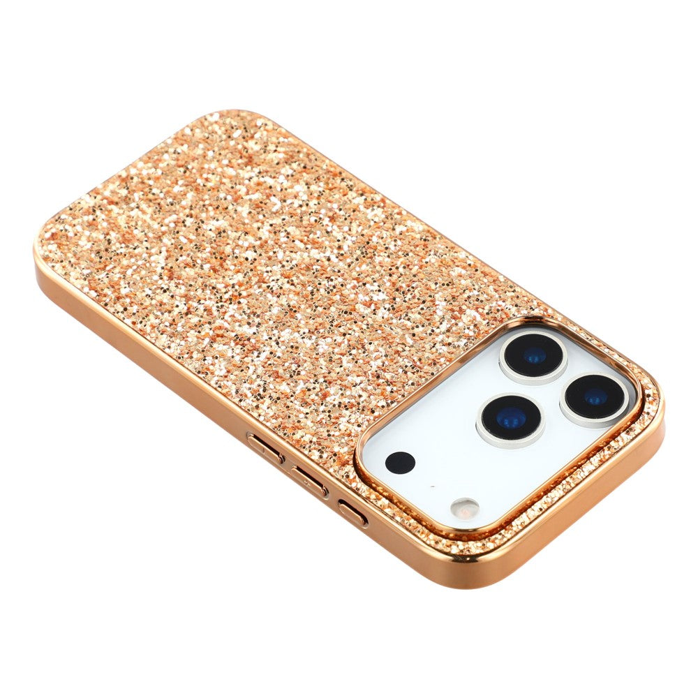 For iPhone 17 Pro Max Case TPU + PC Sparkling Glitter Phone Back Cover - Rose Gold