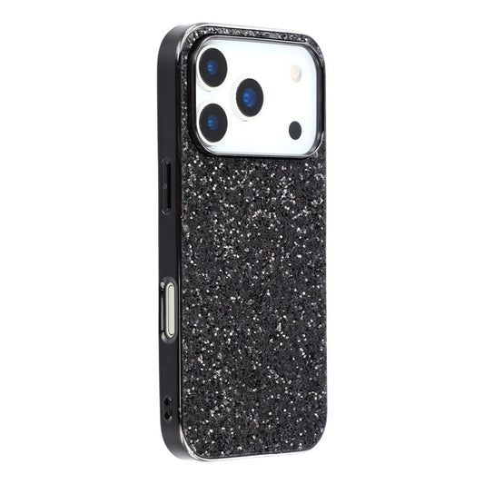 For iPhone 17 Pro Max Case TPU + PC Sparkling Glitter Phone Back Cover - Black
