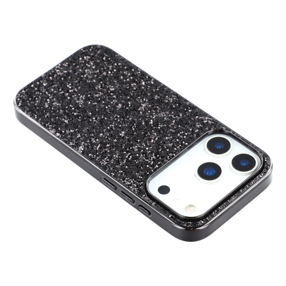 For iPhone 17 Pro Max Case TPU + PC Sparkling Glitter Phone Back Cover - Black