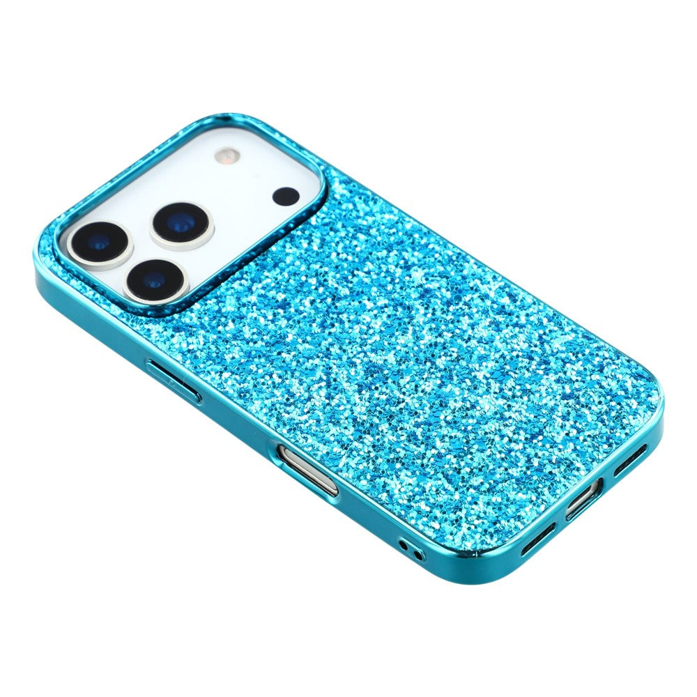 For iPhone 17 Pro Max Case TPU + PC Sparkling Glitter Phone Back Cover - Blue
