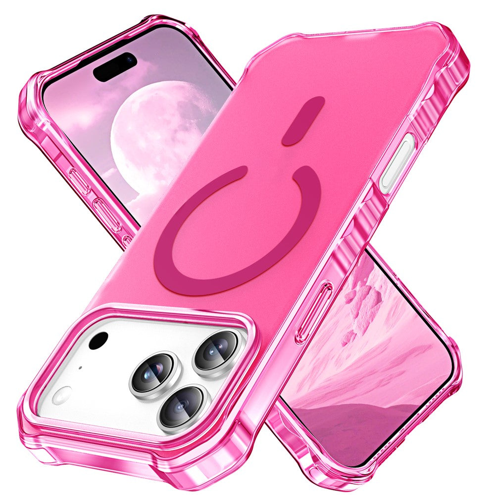 For iPhone 17 Pro Max Case Compatible with MagSafe Small Wavy Edge PC + TPU Phone Cover - Rose