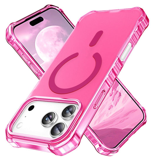 For iPhone 17 Pro Max Case Compatible with MagSafe Small Wavy Edge PC + TPU Phone Cover - Rose