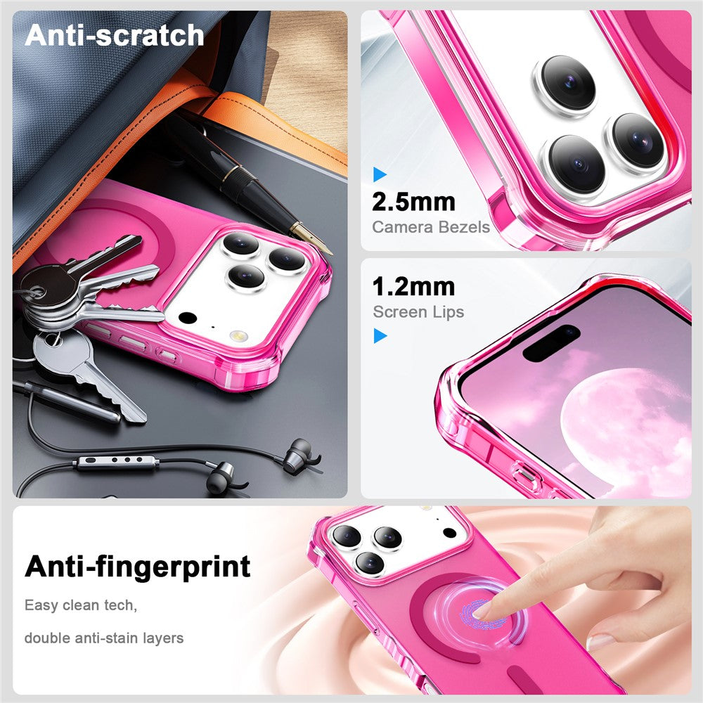 For iPhone 17 Pro Max Case Compatible with MagSafe Small Wavy Edge PC + TPU Phone Cover - Rose