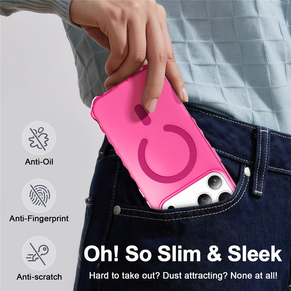 For iPhone 17 Pro Max Case Compatible with MagSafe Small Wavy Edge PC + TPU Phone Cover - Rose