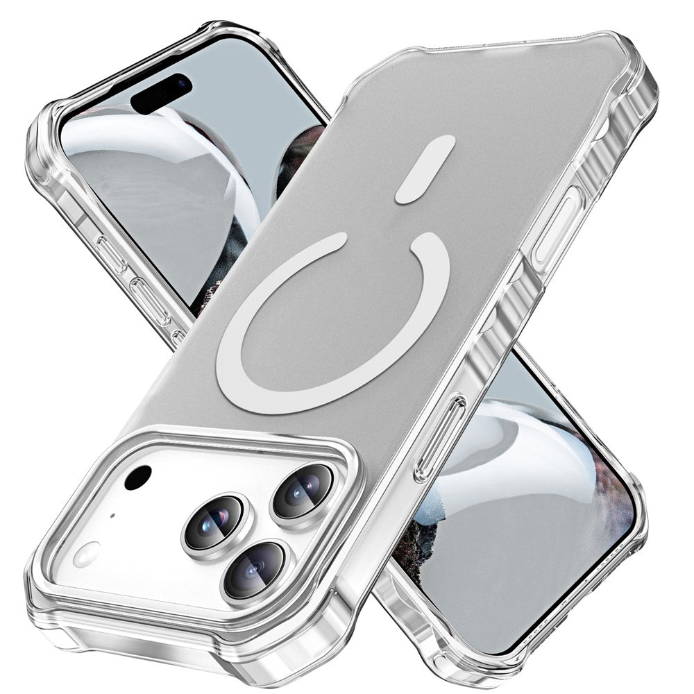 For iPhone 17 Pro Max Case Compatible with MagSafe Small Wavy Edge PC + TPU Phone Cover - Transparent