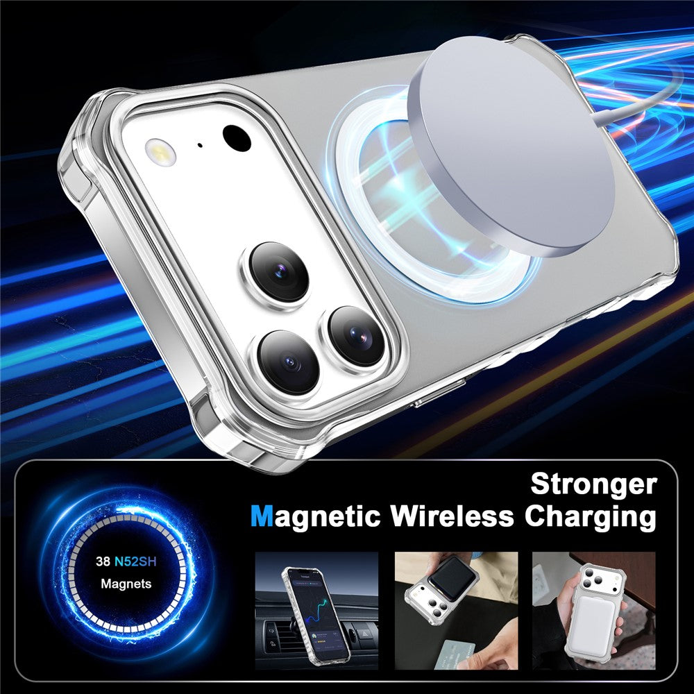 For iPhone 17 Pro Max Case Compatible with MagSafe Small Wavy Edge PC + TPU Phone Cover - Transparent