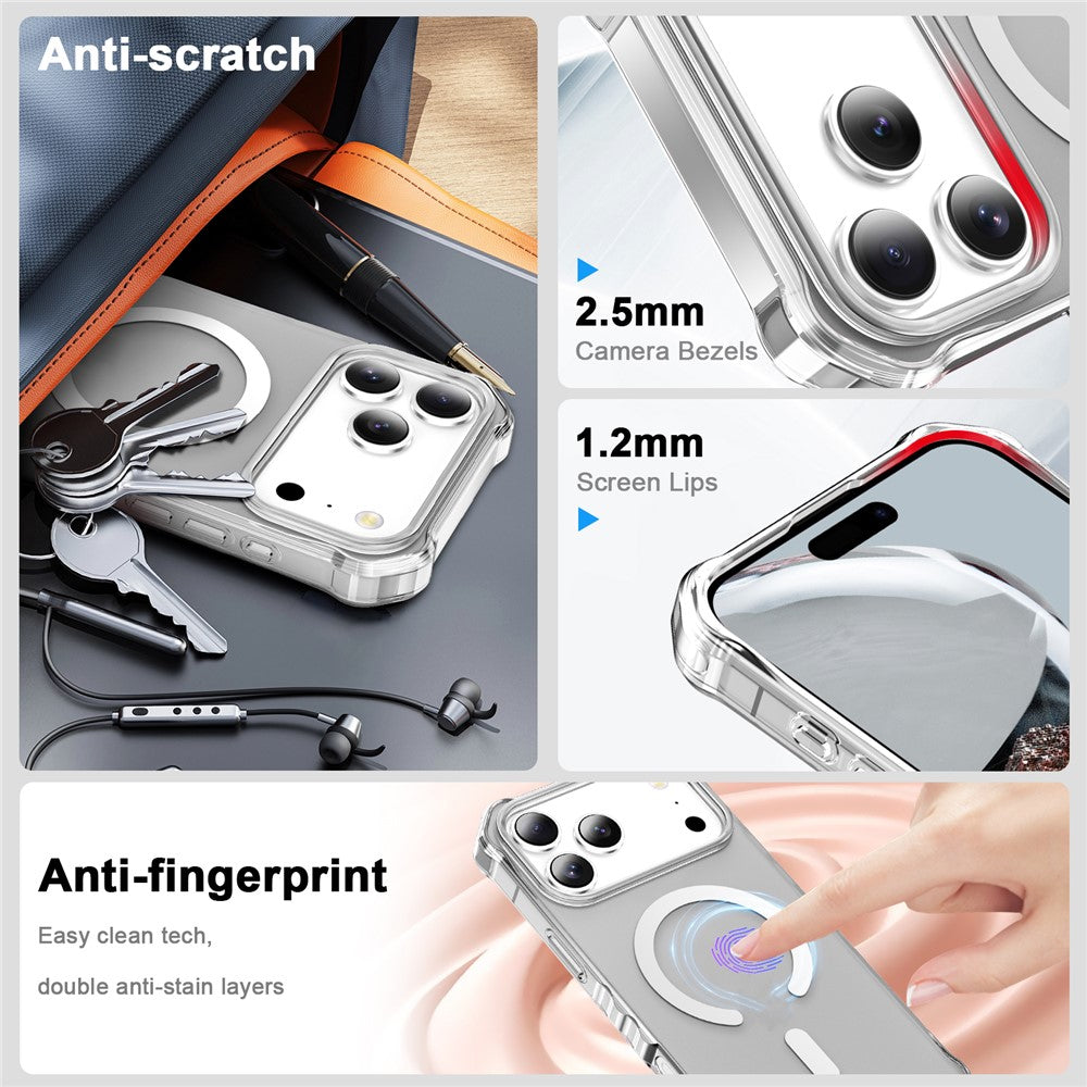 For iPhone 17 Pro Max Case Compatible with MagSafe Small Wavy Edge PC + TPU Phone Cover - Transparent