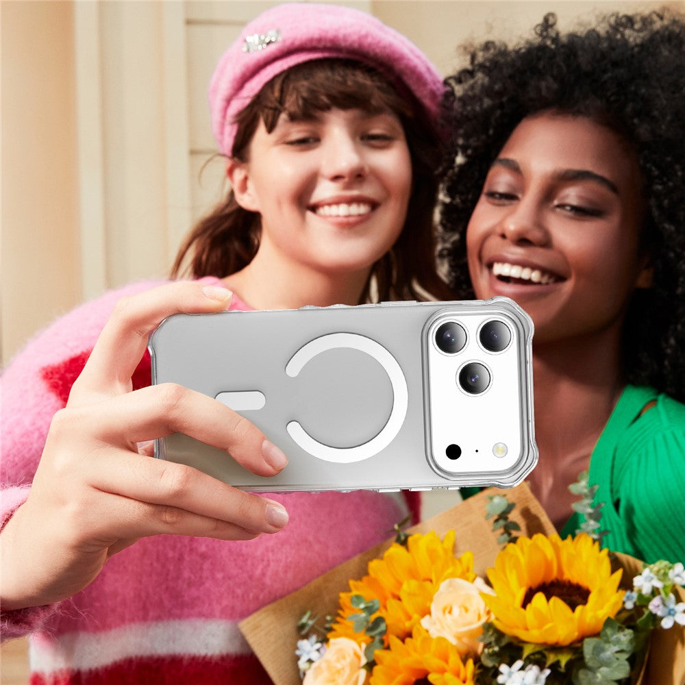 For iPhone 17 Pro Max Case Compatible with MagSafe Small Wavy Edge PC + TPU Phone Cover - Transparent