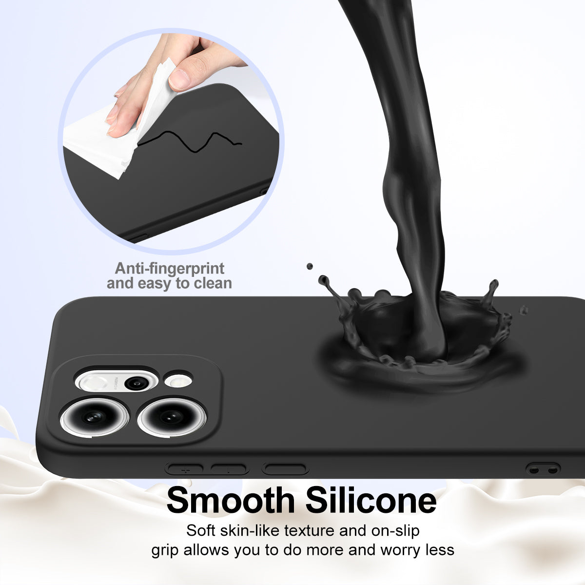 For Oppo Reno14 Pro 5G (China) / Oppo Reno14 Pro 5G (Global) Case Compatible with MagSafe Anti-Drop Liquid Silicone Phone Cover - Black