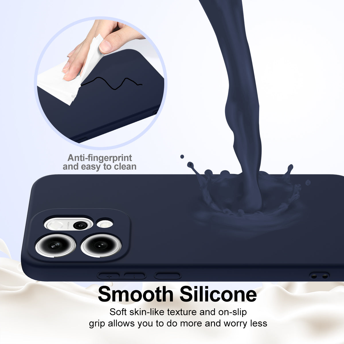 For Oppo Reno14 Pro 5G (China) / Oppo Reno14 Pro 5G (Global) Case Compatible with MagSafe Anti-Drop Liquid Silicone Phone Cover - Dark Blue