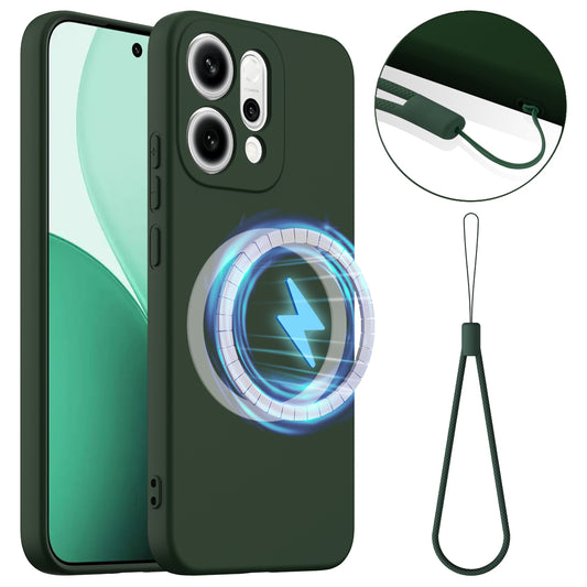 For Oppo Reno14 Pro 5G (China) / Oppo Reno14 Pro 5G (Global) Case Compatible with MagSafe Anti-Drop Liquid Silicone Phone Cover - Dark Green