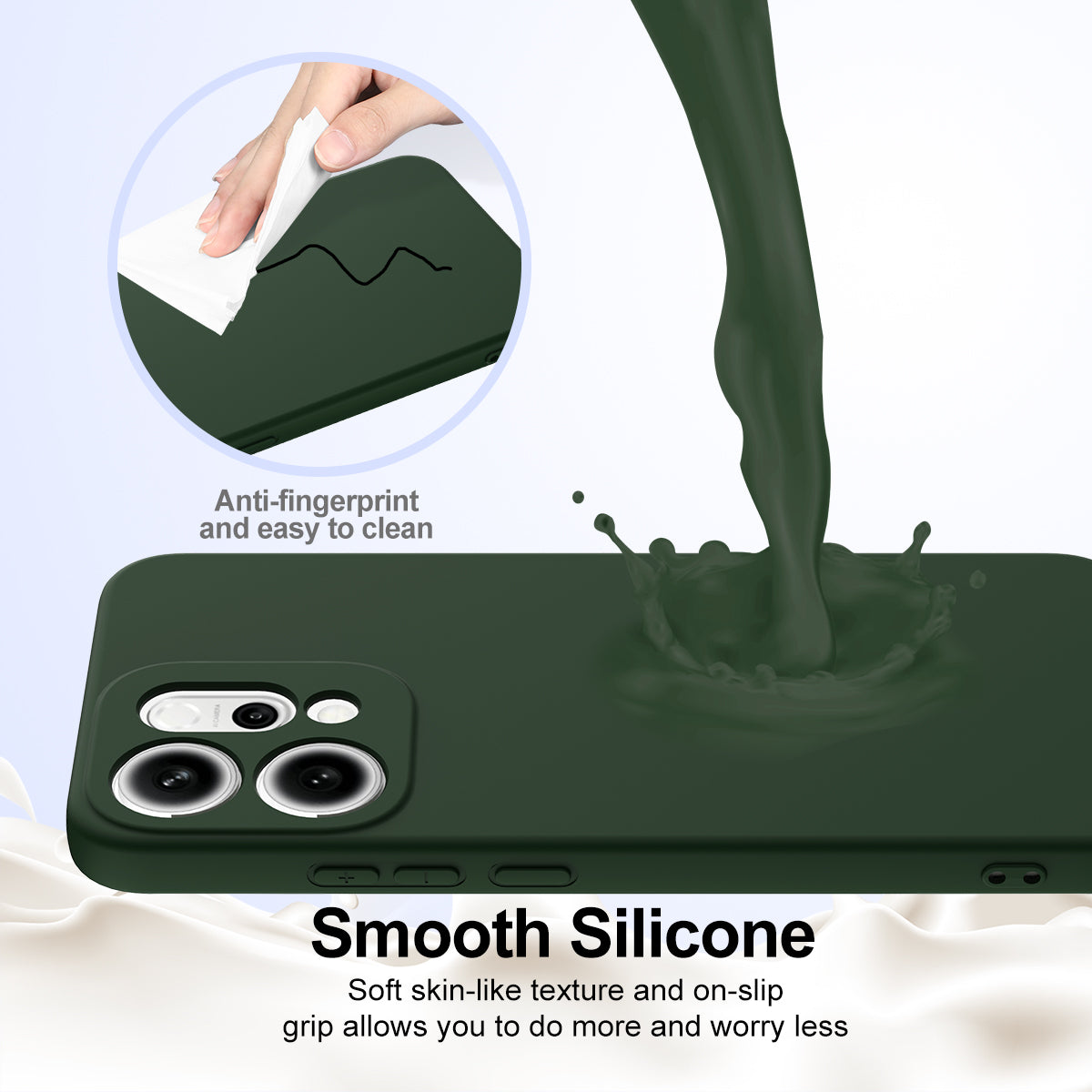 For Oppo Reno14 Pro 5G (China) / Oppo Reno14 Pro 5G (Global) Case Compatible with MagSafe Anti-Drop Liquid Silicone Phone Cover - Dark Green