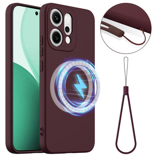 For Oppo Reno14 Pro 5G (China) / Oppo Reno14 Pro 5G (Global) Case Compatible with MagSafe Anti-Drop Liquid Silicone Phone Cover - Wine Red
