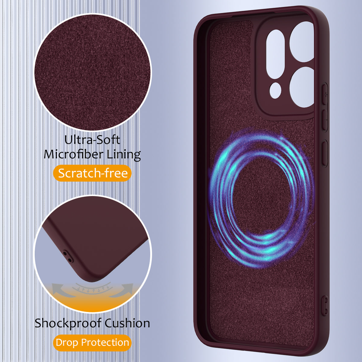 For Oppo Reno14 Pro 5G (China) / Oppo Reno14 Pro 5G (Global) Case Compatible with MagSafe Anti-Drop Liquid Silicone Phone Cover - Wine Red