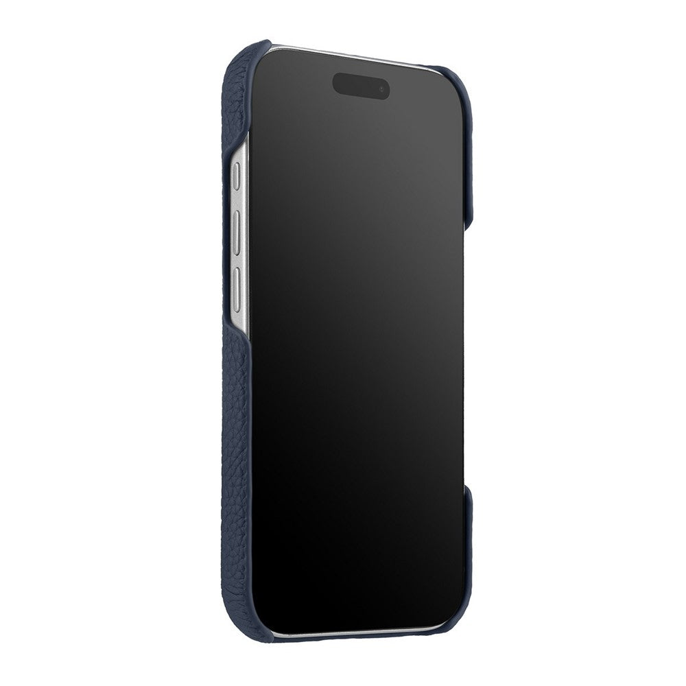 MELKCO For iPhone 17 Pro Max Case Genuine Cow Leather PC Phone Cover Compatible with MagSafe - Dark Blue