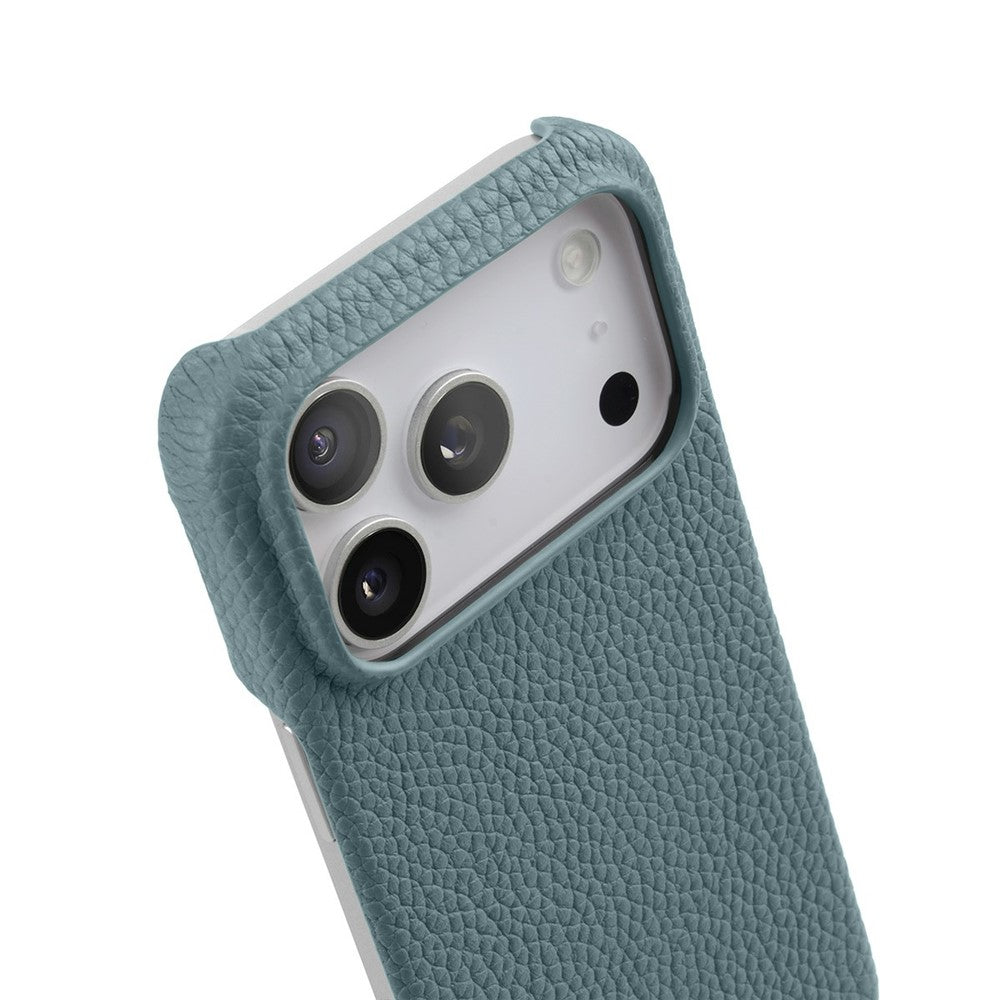 MELKCO For iPhone 17 Pro Max Case Genuine Cow Leather PC Phone Cover Compatible with MagSafe - Blue