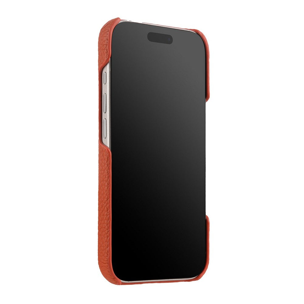 MELKCO For iPhone 17 Pro Max Case Genuine Cow Leather PC Phone Cover Compatible with MagSafe - Orange