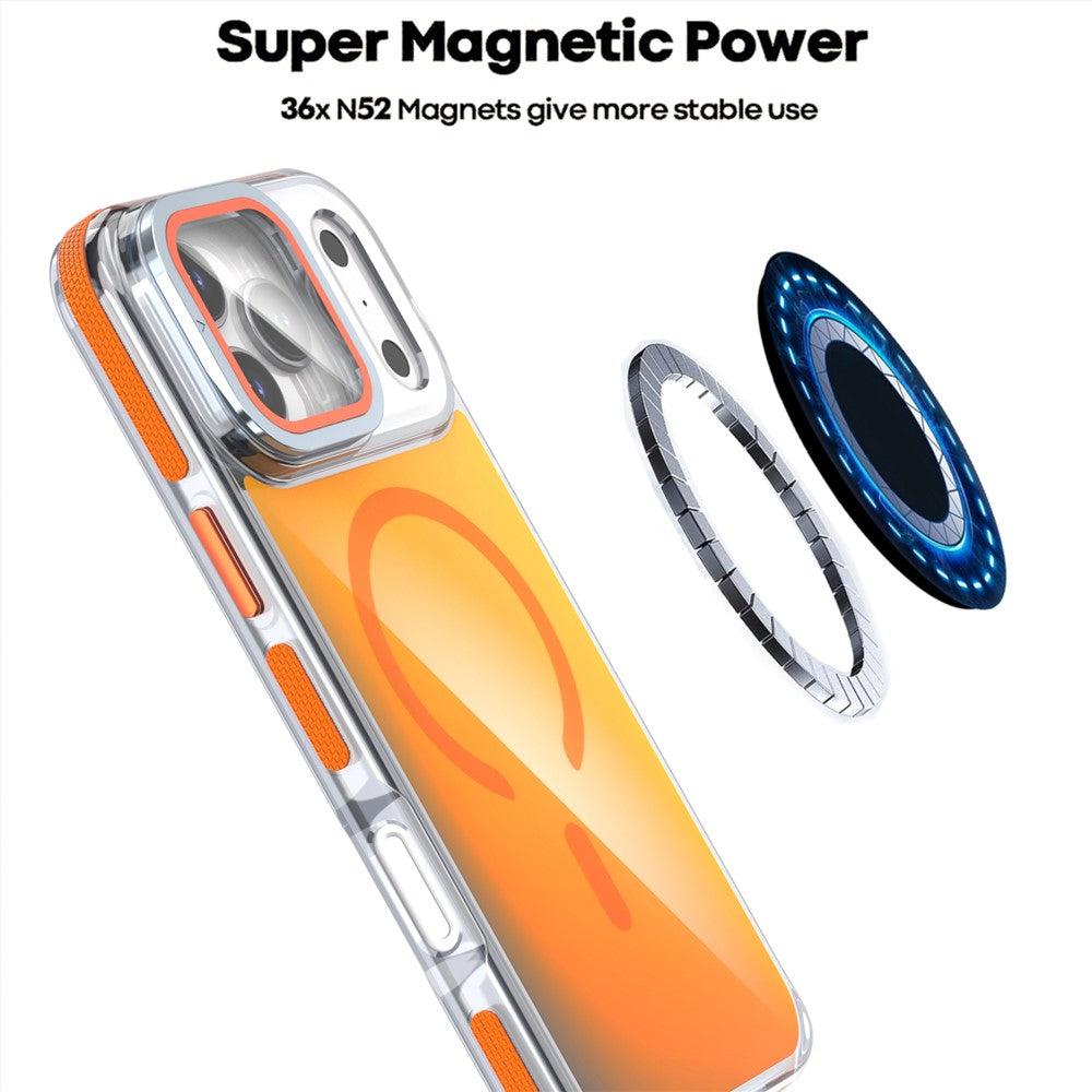 For iPhone 17 Pro Max Magnetic Case TPU Acrylic Phone Back Cover with Lens Film and Kickstand - Black