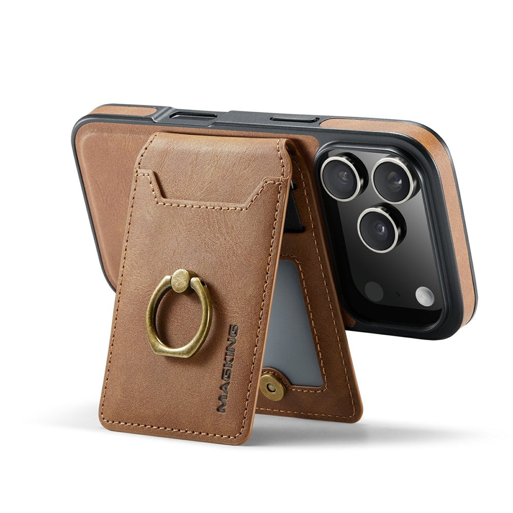 MAGKING K1 Series For iPhone 17 Pro Max Magnetic Case PC + TPU + PU Phone Cover with Card Holder - Brown