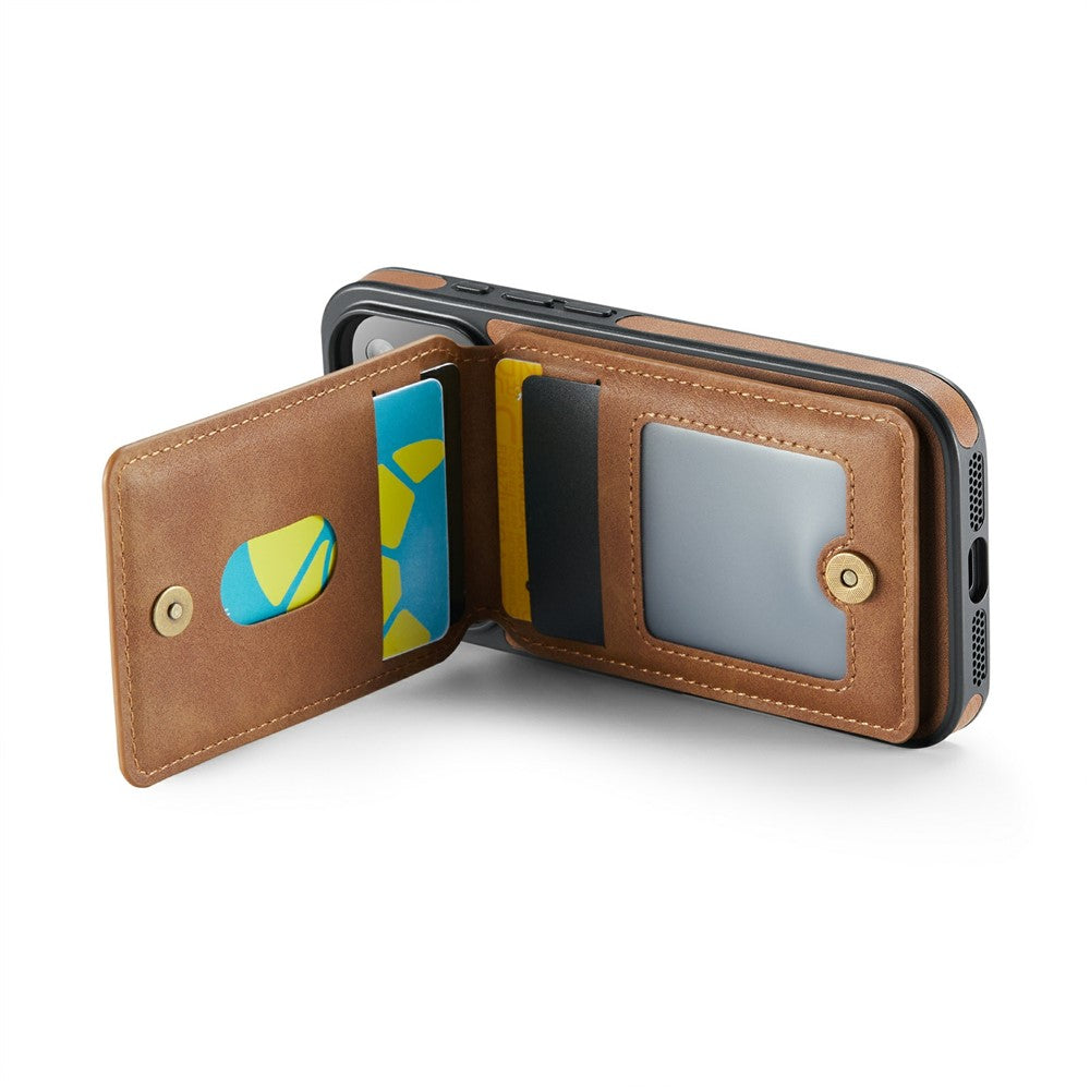 MAGKING K1 Series For iPhone 17 Pro Max Magnetic Case PC + TPU + PU Phone Cover with Card Holder - Brown