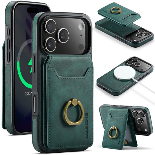 MAGKING K1 Series For iPhone 17 Pro Max Magnetic Case PC + TPU + PU Phone Cover with Card Holder - Green