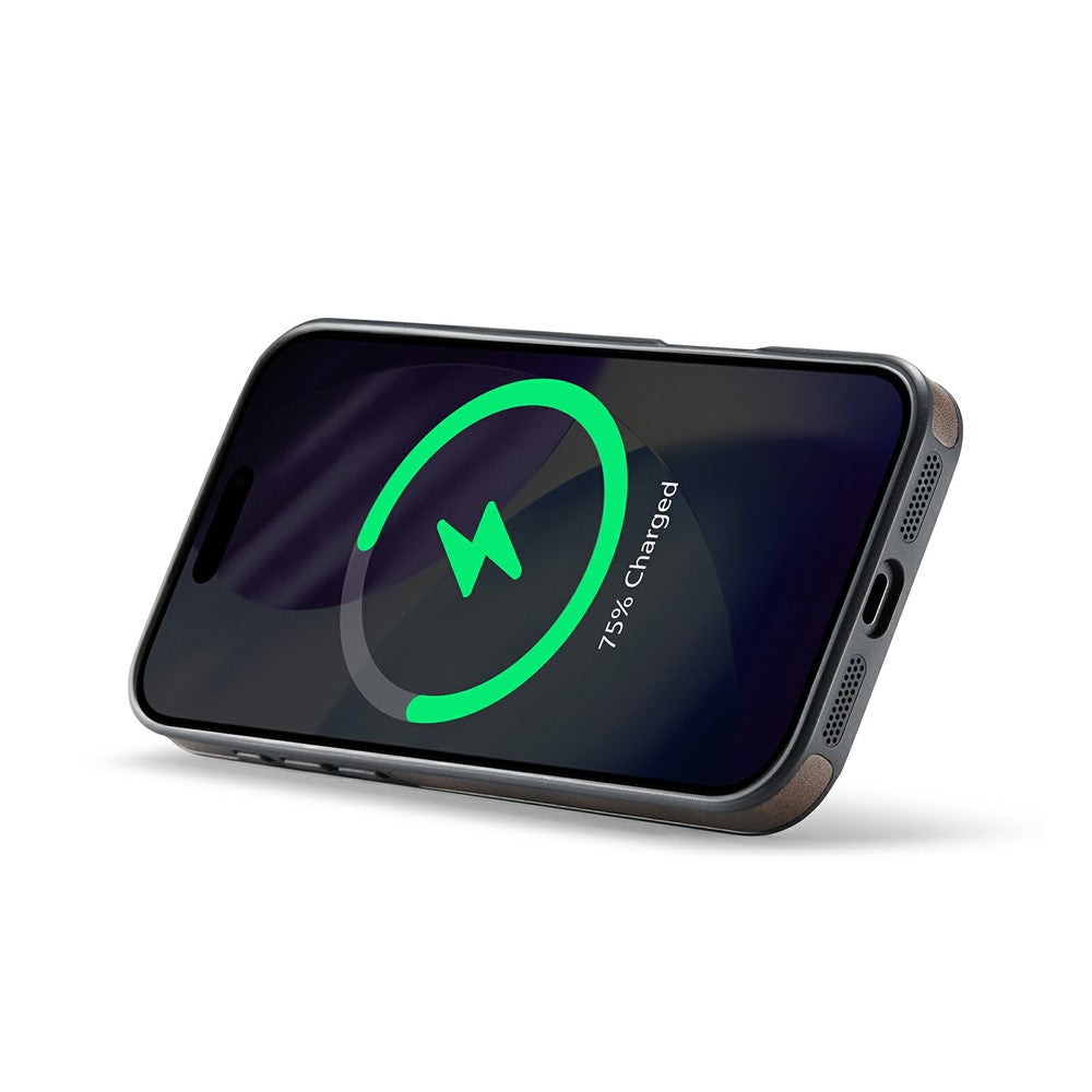 MAGKING K1 Series For iPhone 17 Pro Max Magnetic Case PC + TPU + PU Leather Phone Cover - Coffee